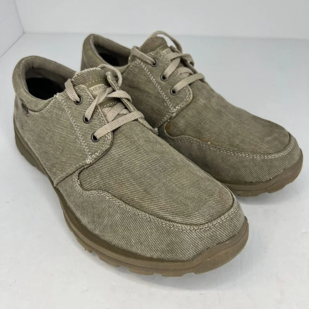 Skechers Mens 64108 Taupe Canvas Lace Up Superior Oxford Size 6.5 Casual Shoes